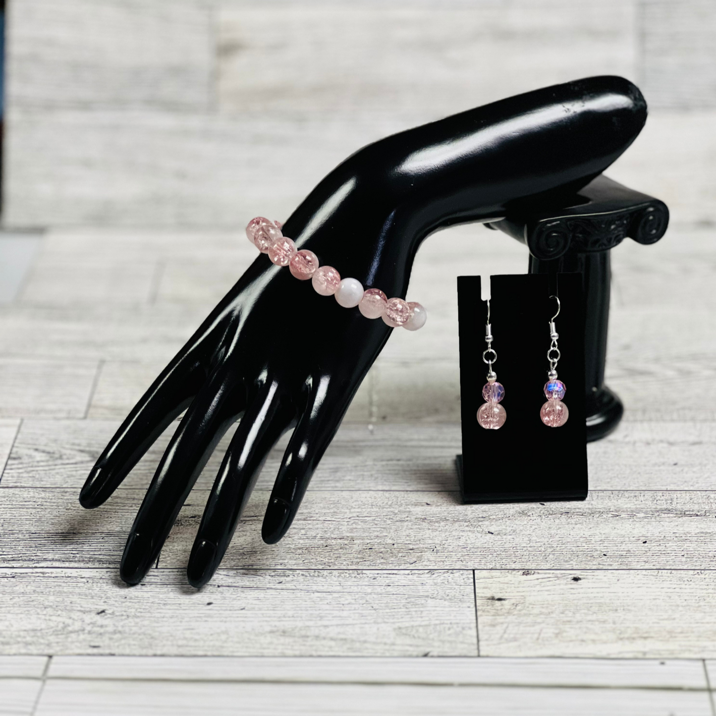 Pink Crackle Glass Delight Set