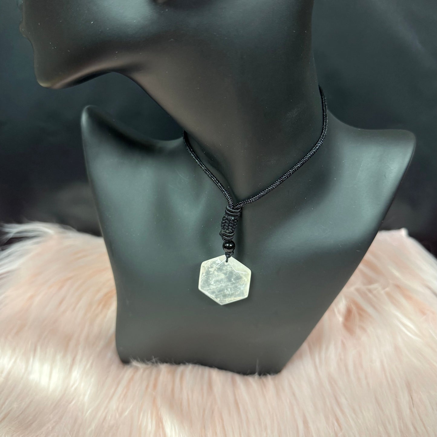 Pink Quartz Adjustable Cord Necklace