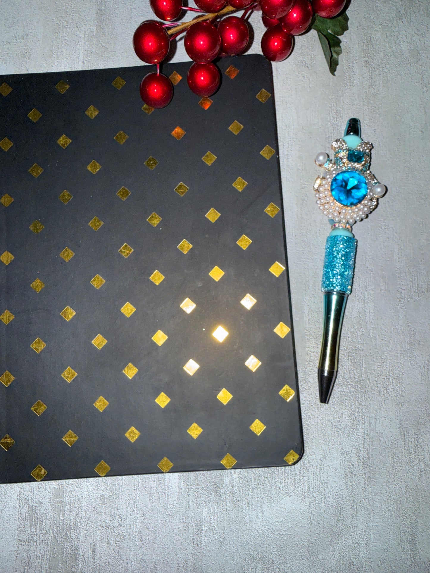Winter Snowman Glam Pen • Icy Blue Rhinestone Pen • Holiday Sparkle Pen