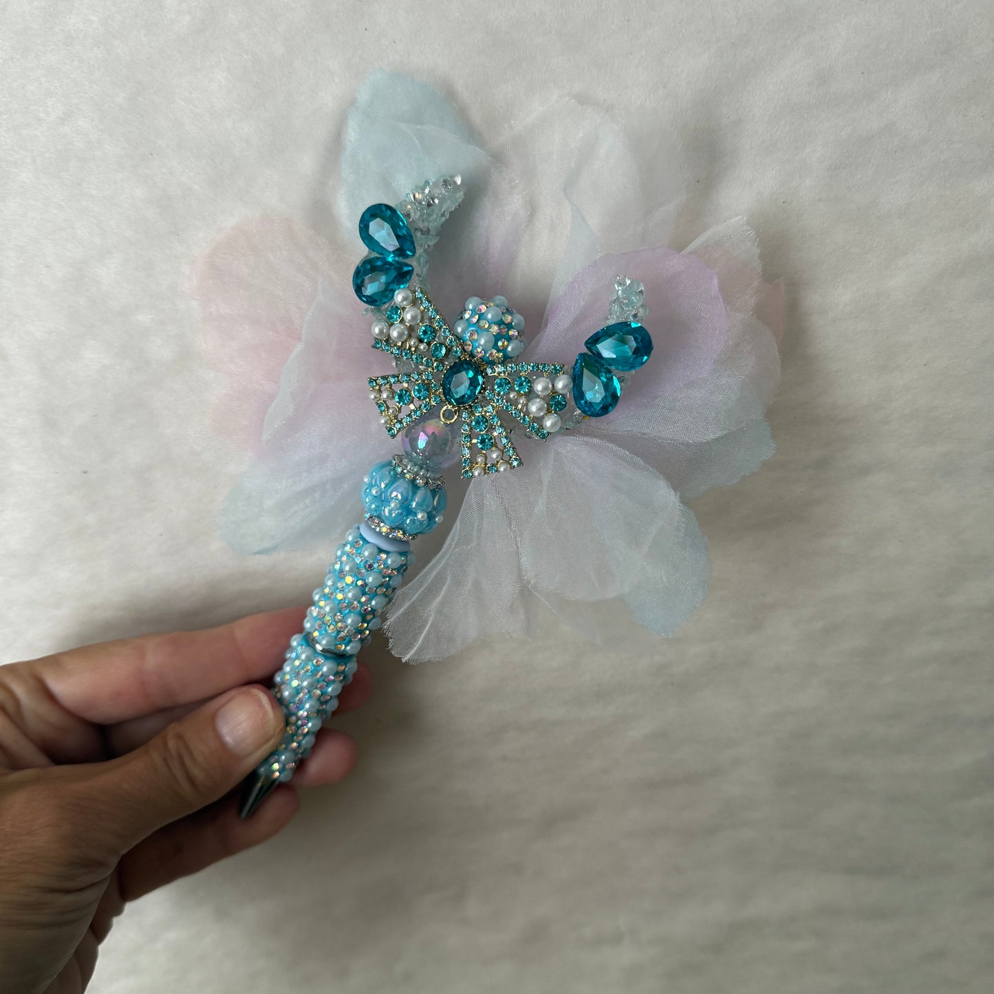 Blue Butterfly Beaded Sparkle Pen