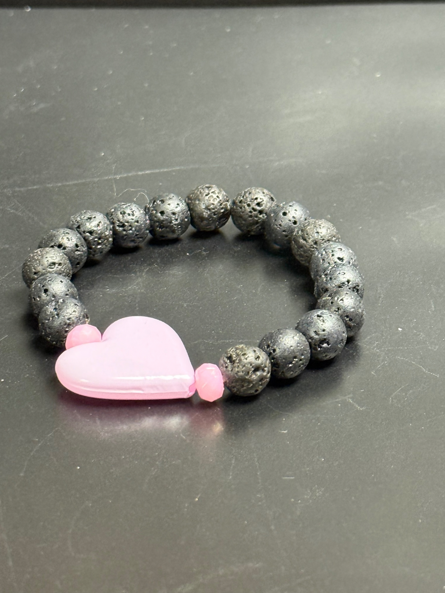 Purple Heart Lava Bead Bracelet