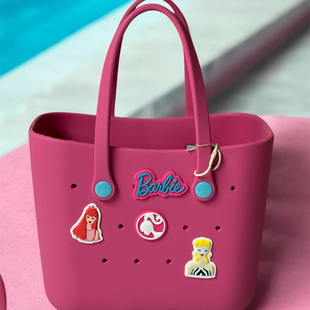 Pink Croc-Style Bento Bag โ Cute & Compact Lunch Bag for Girls