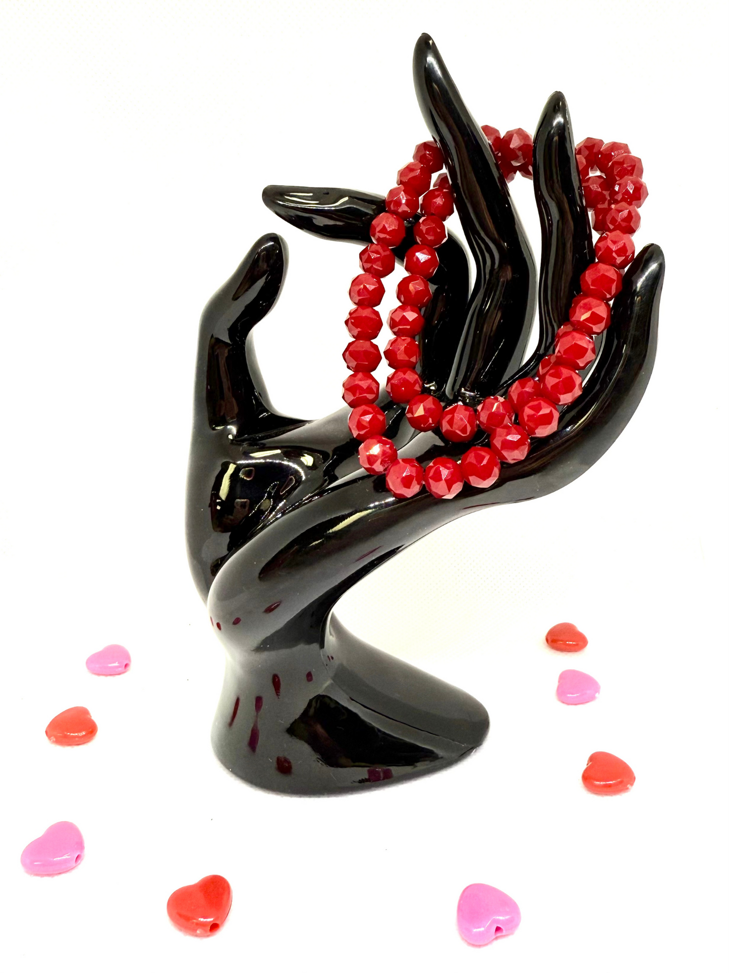 Crimson Charm: Double Wrap Beaded Bracelet