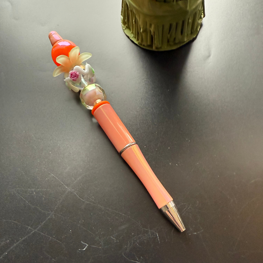 Peach Blossom Bloom Beaded Pen