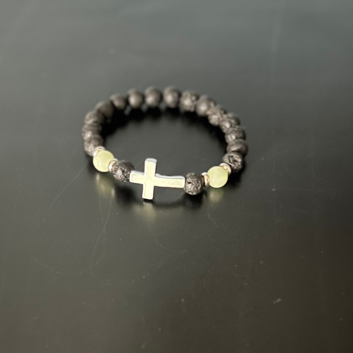 Luminous Cross Lava Bracelet