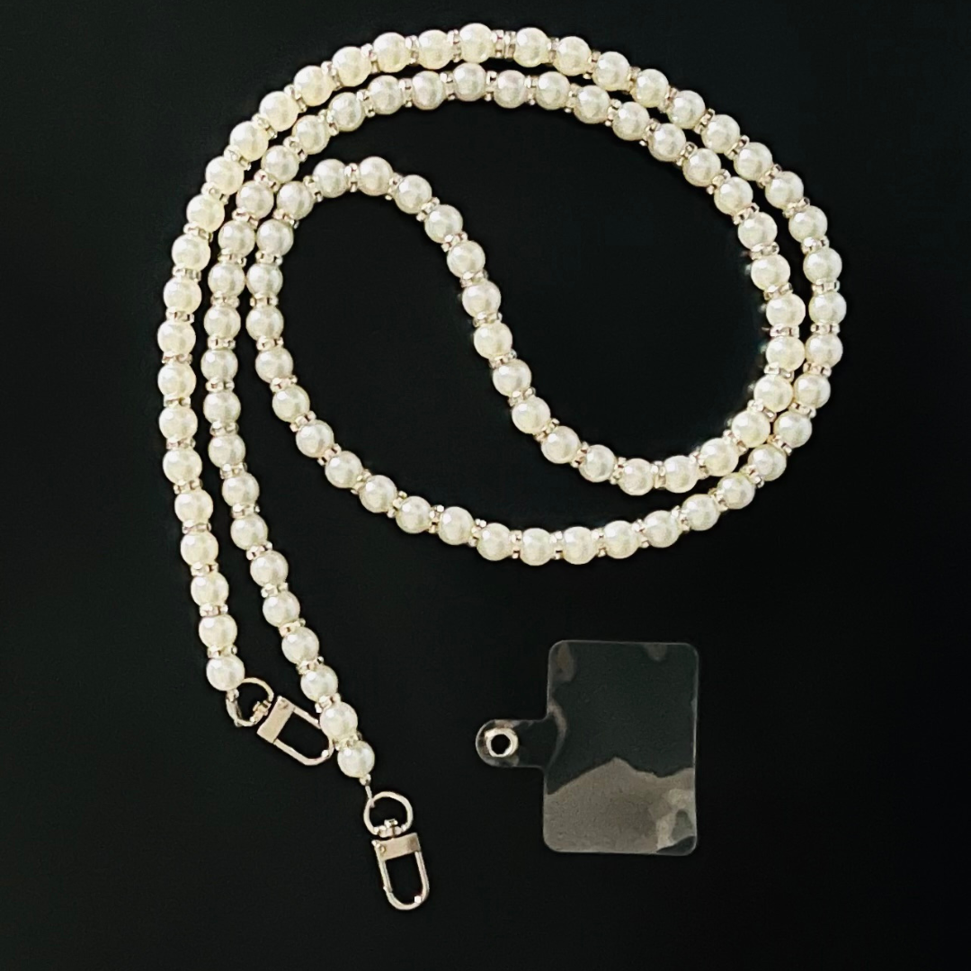Pearl Radiance Phone Lanyard in Silver