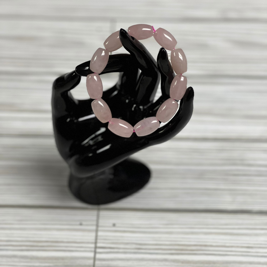 Elegant Simpllicity: Rose Quartz Barrel Bracelet
