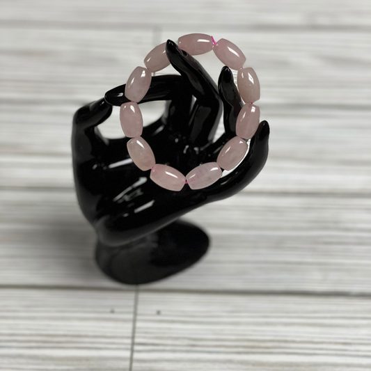 Elegant Simpllicity: Rose Quartz Barrel Bracelet
