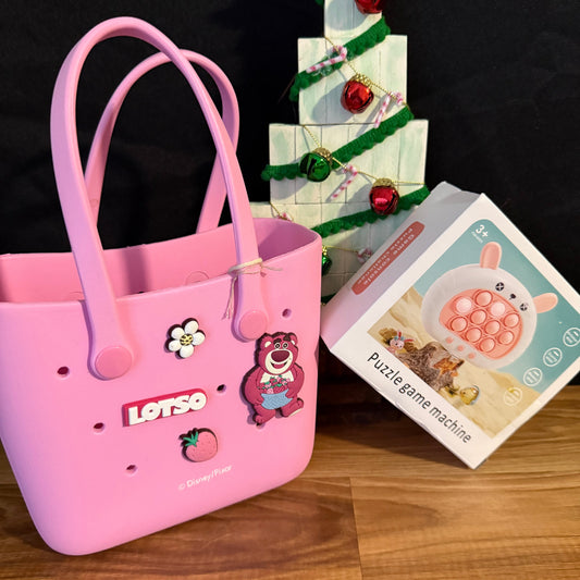 Lotso Bear Pink Bento Bag + Game Bundle – Kids Gift Set