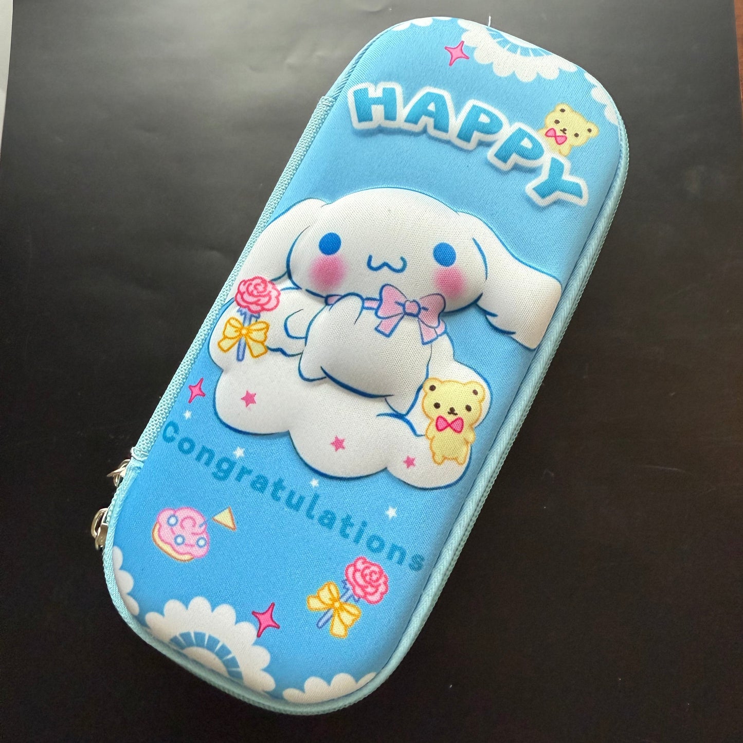 Blue Kawaii Puppy Pencil Case + Holiday Pen Set