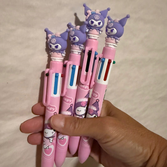 Kawaii Gothic Bunny Pen – Pink & Purple Multi-Color Stationery