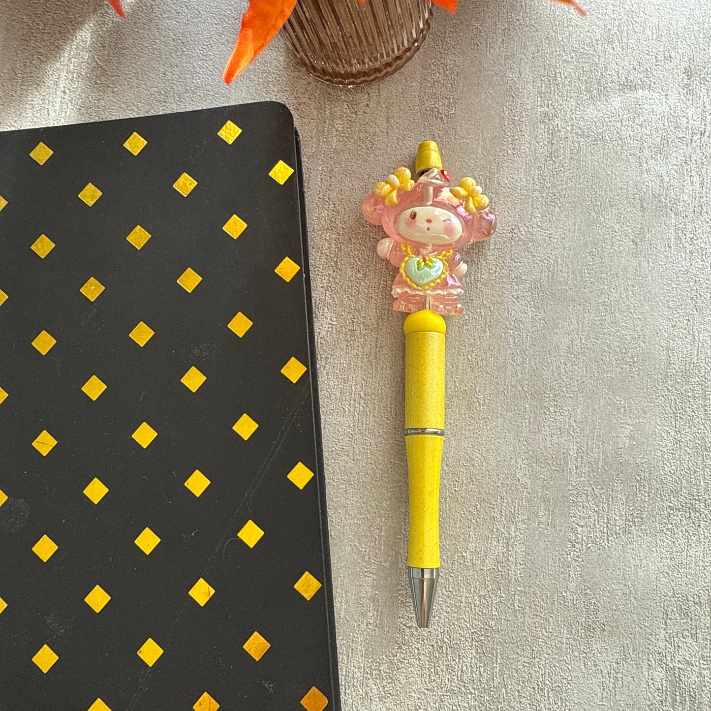 Yellow Sparkle Holiday Specialty Bead Pen