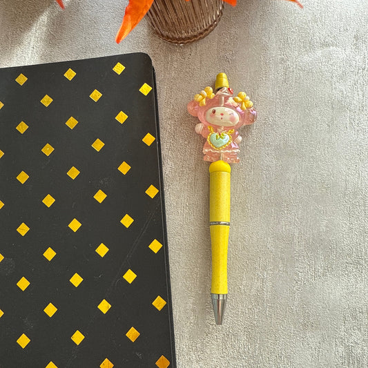 Yellow Sparkle Holiday Specialty Bead Pen