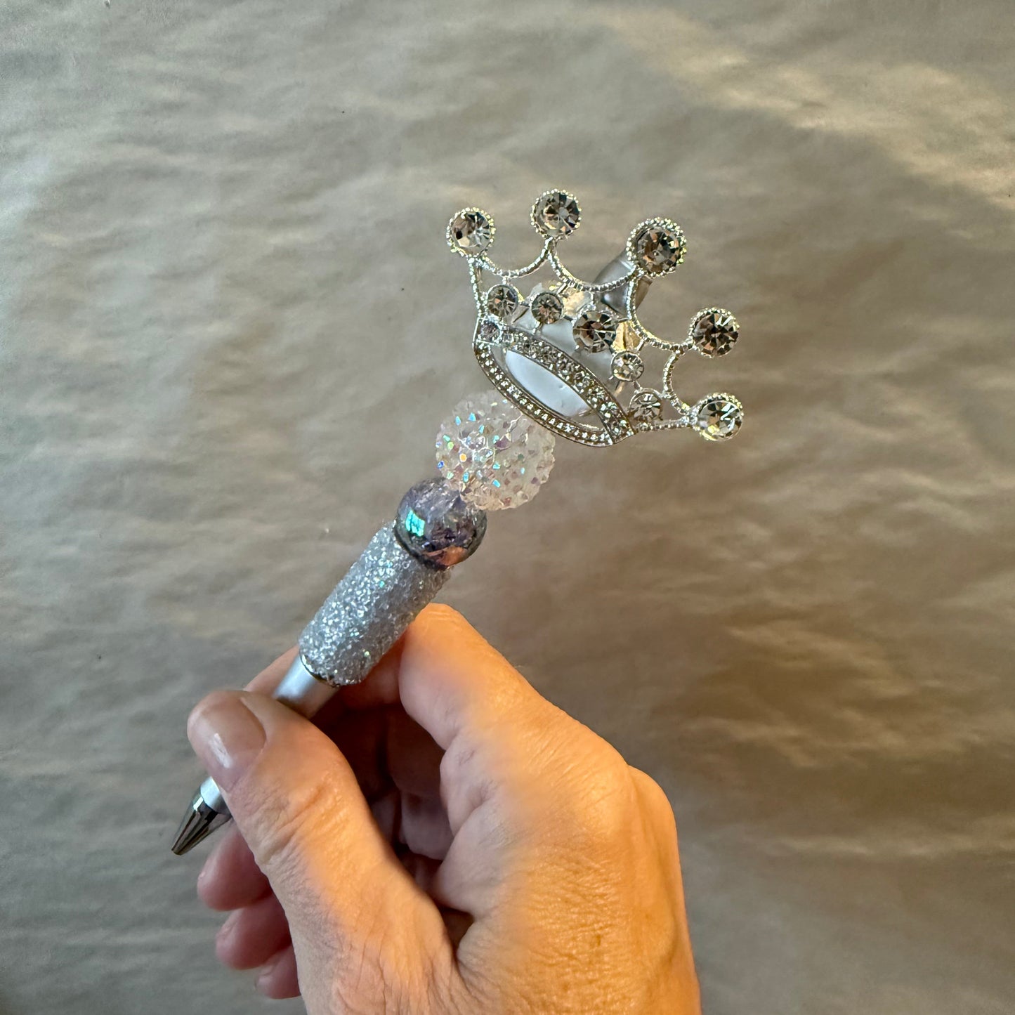 Crown Luxe Crystal Pen – Royal Pearl Writing Pen