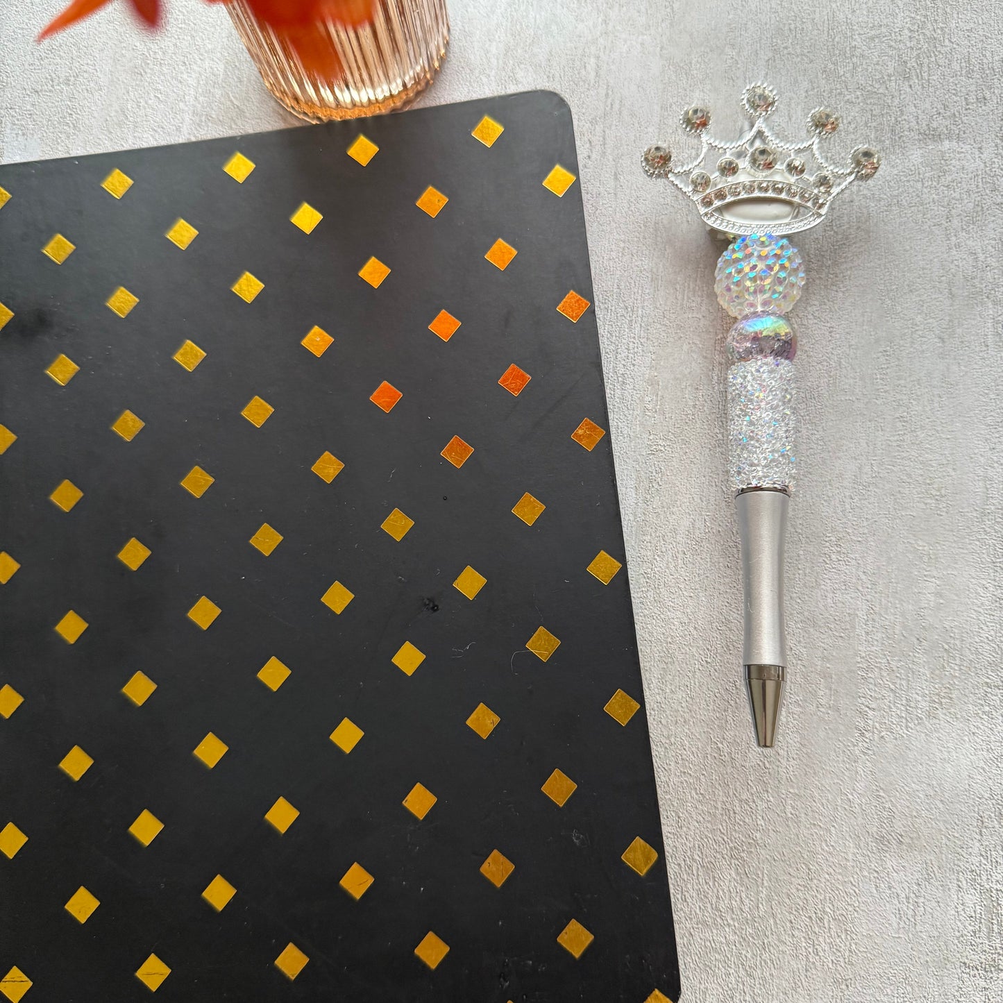 Crown Luxe Crystal Pen – Royal Pearl Writing Pen