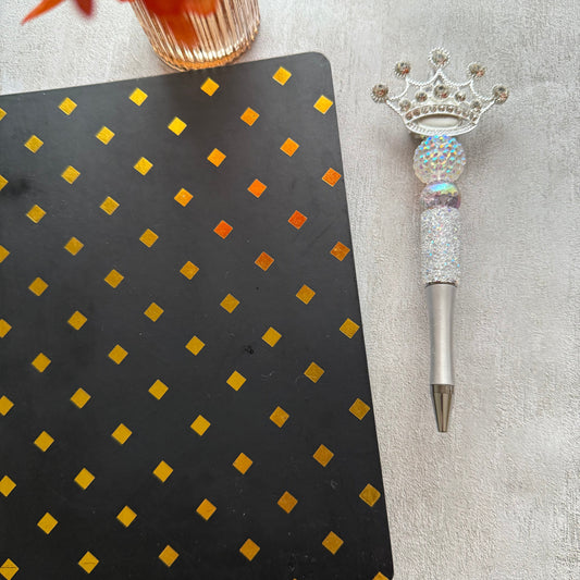 Crown Luxe Crystal Pen – Royal Pearl Writing Pen