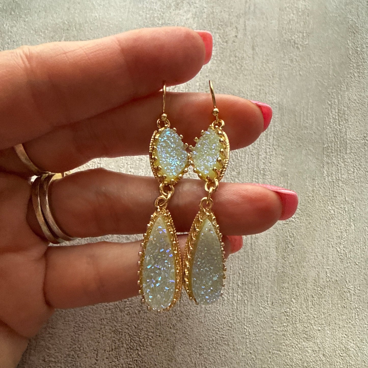 Druzy Teardrop Drop Earrings