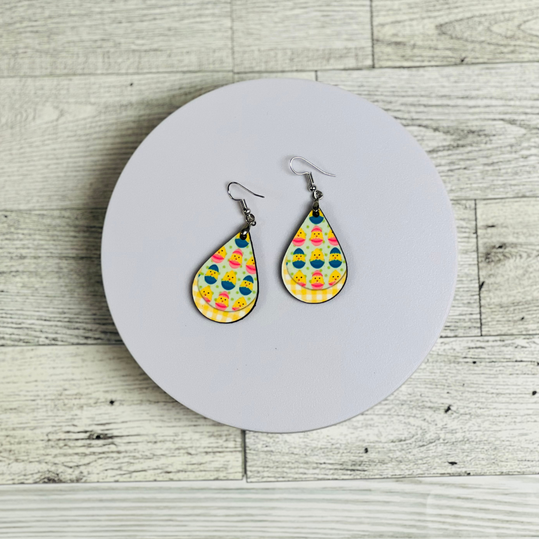 Easter Chickies Wood Earrings