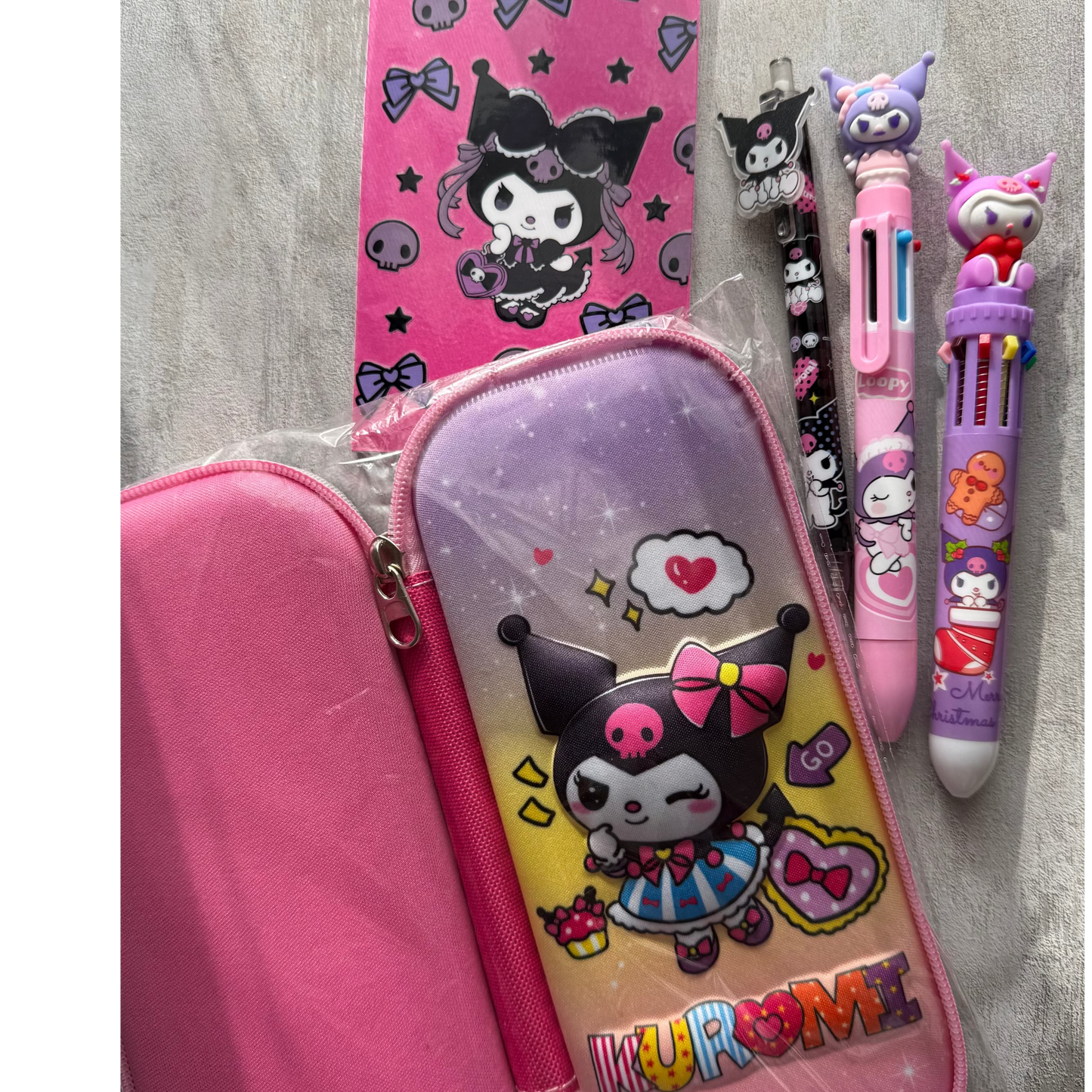 Pink Pencil Case Gift Set • Case + Pens + Notepad