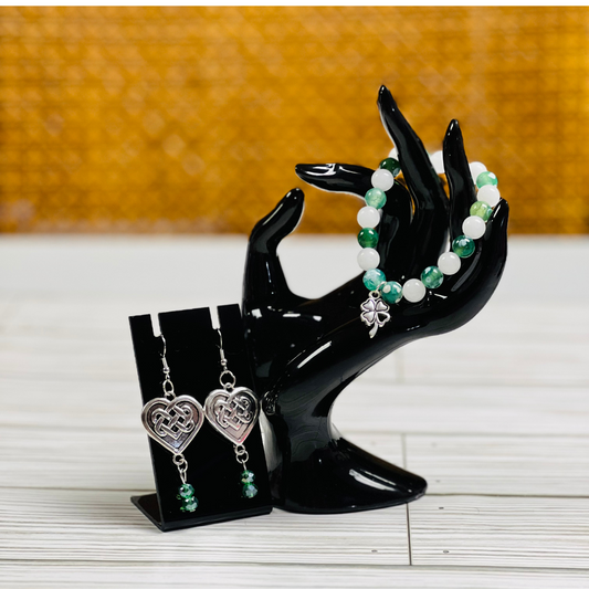 Lucky Clover Ensemble  Bracelet & Earrings Set