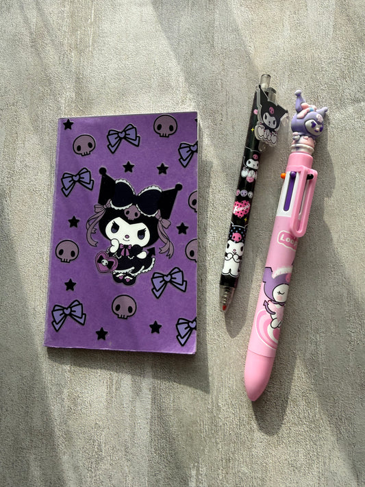 Purple Mini Stationery Set • Notepad + 2 Pens