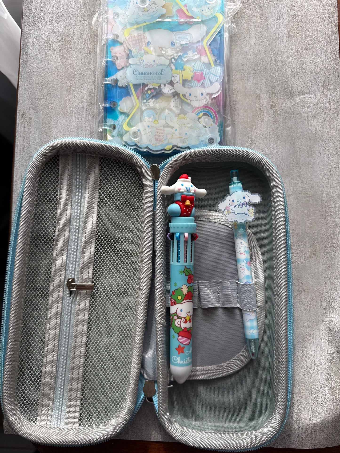 Blue Kawaii Puppy Pencil Case + Holiday Pen Set