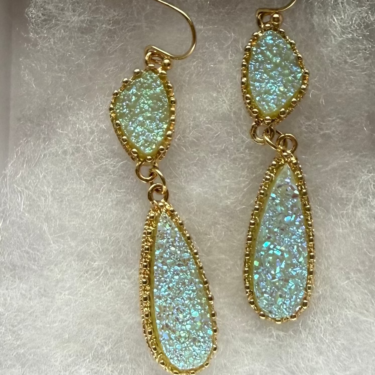 Druzy Teardrop Drop Earrings
