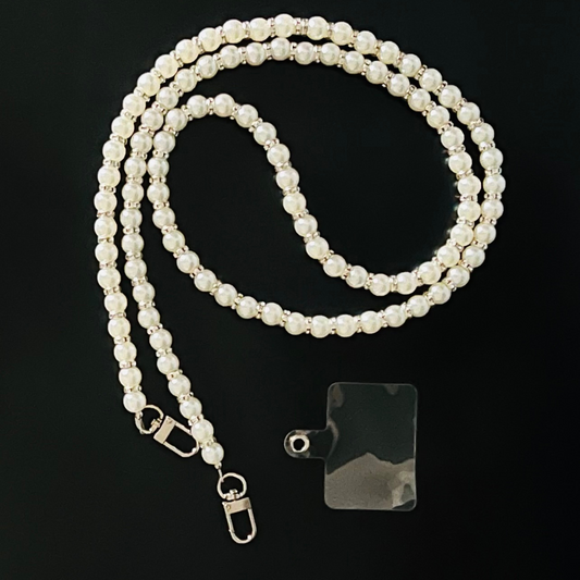 Pearl Radiance Phone Lanyard in Silver