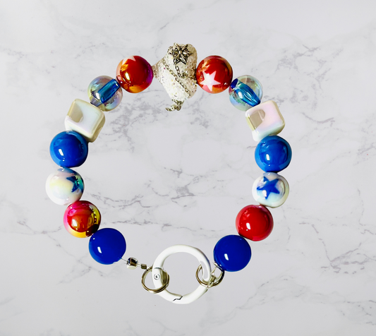 Patriotic Heart Wristlet Keychain