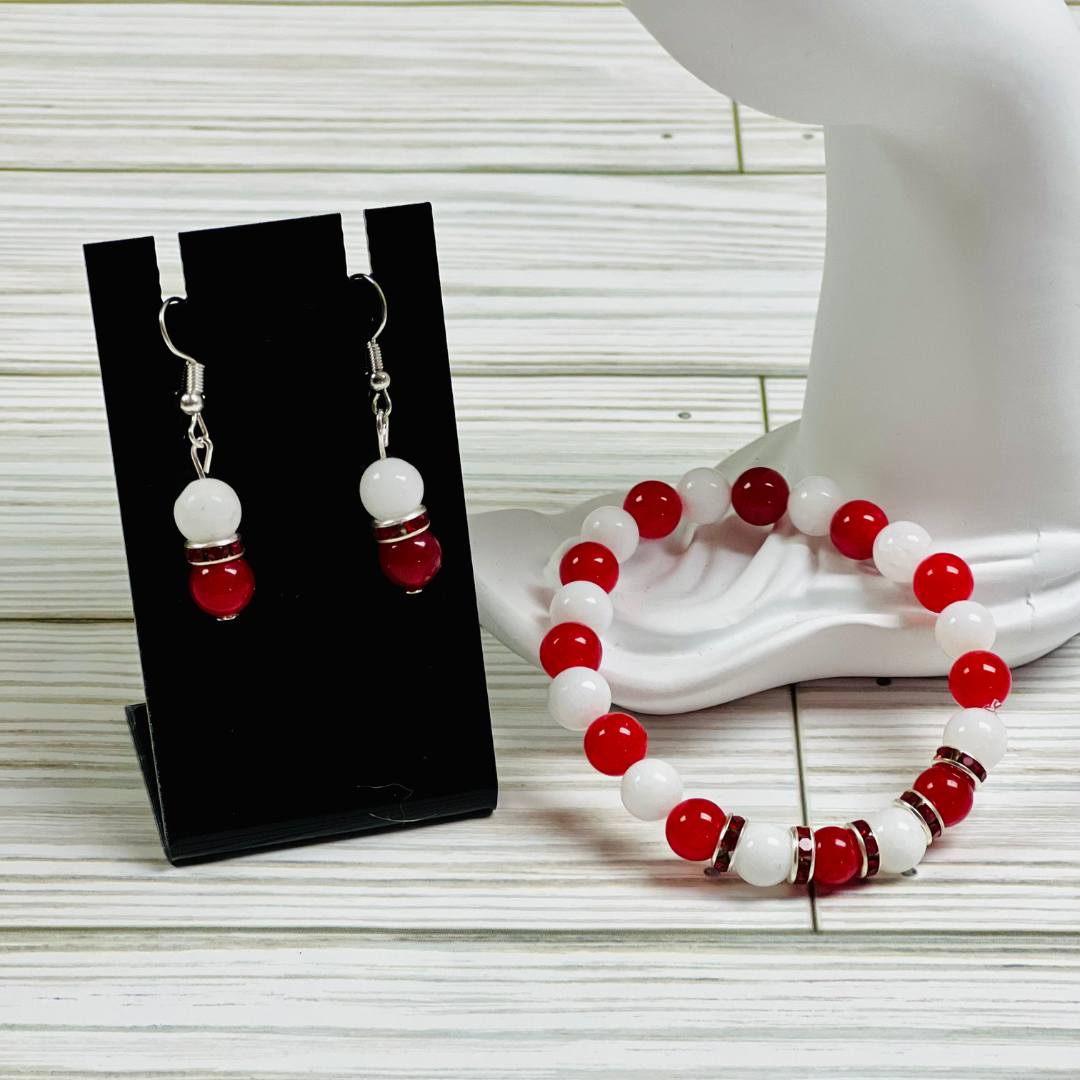 Red and White Jade with Red Spacers