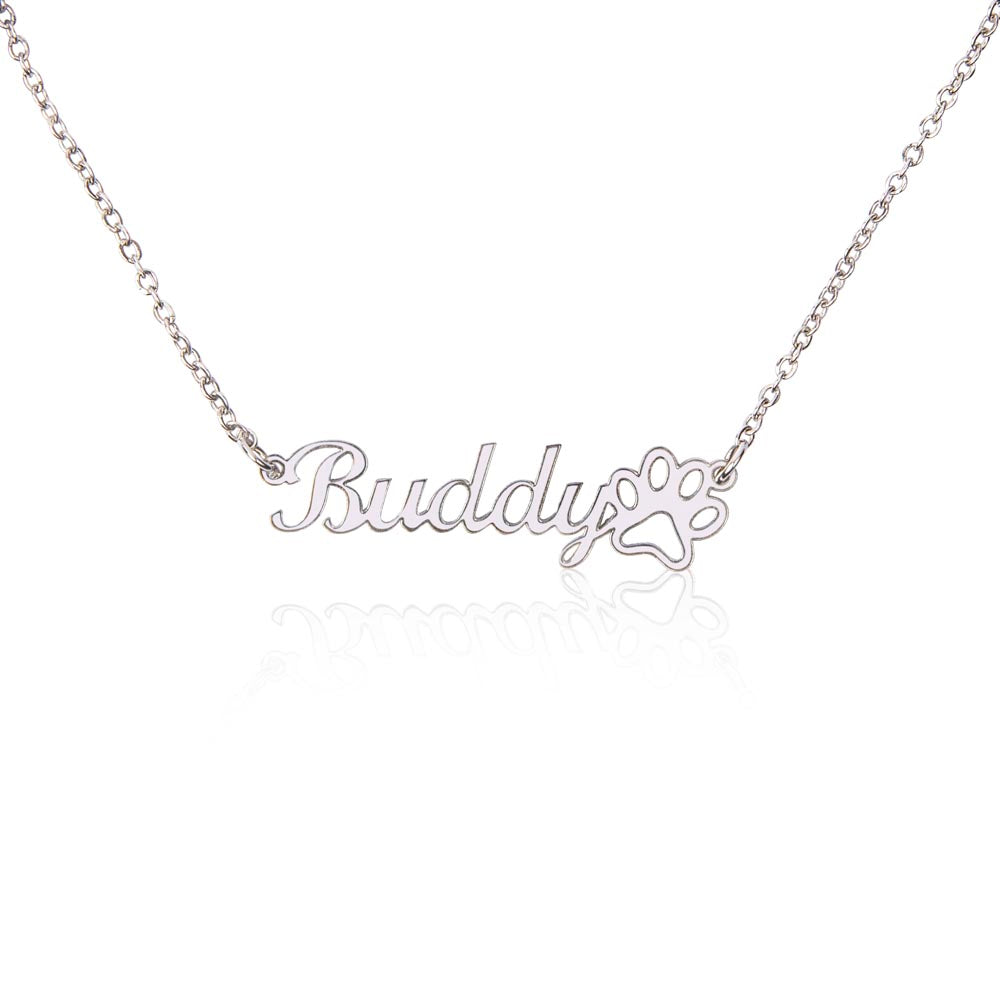 Paw Print Name Necklace (In Loving Memory)