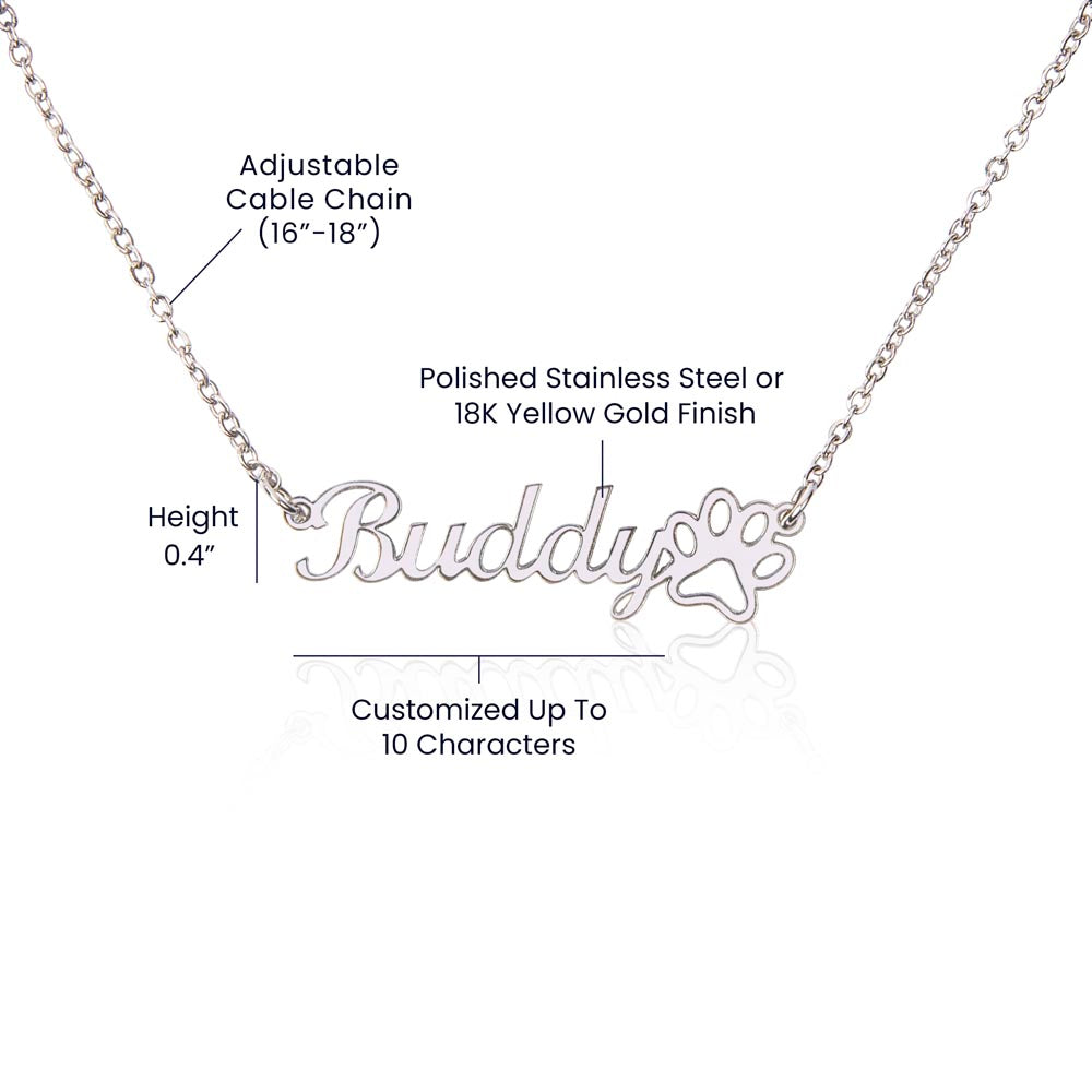 Paw Print Name Necklace (In Loving Memory)
