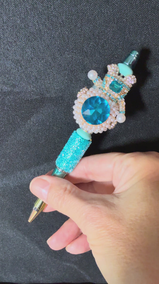 Winter Snowman Glam Pen • Icy Blue Rhinestone Pen • Holiday Sparkle Pen