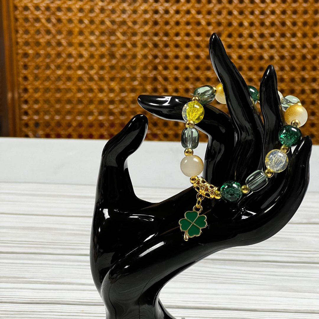St Patricks Day Glass Beaded Bracelet