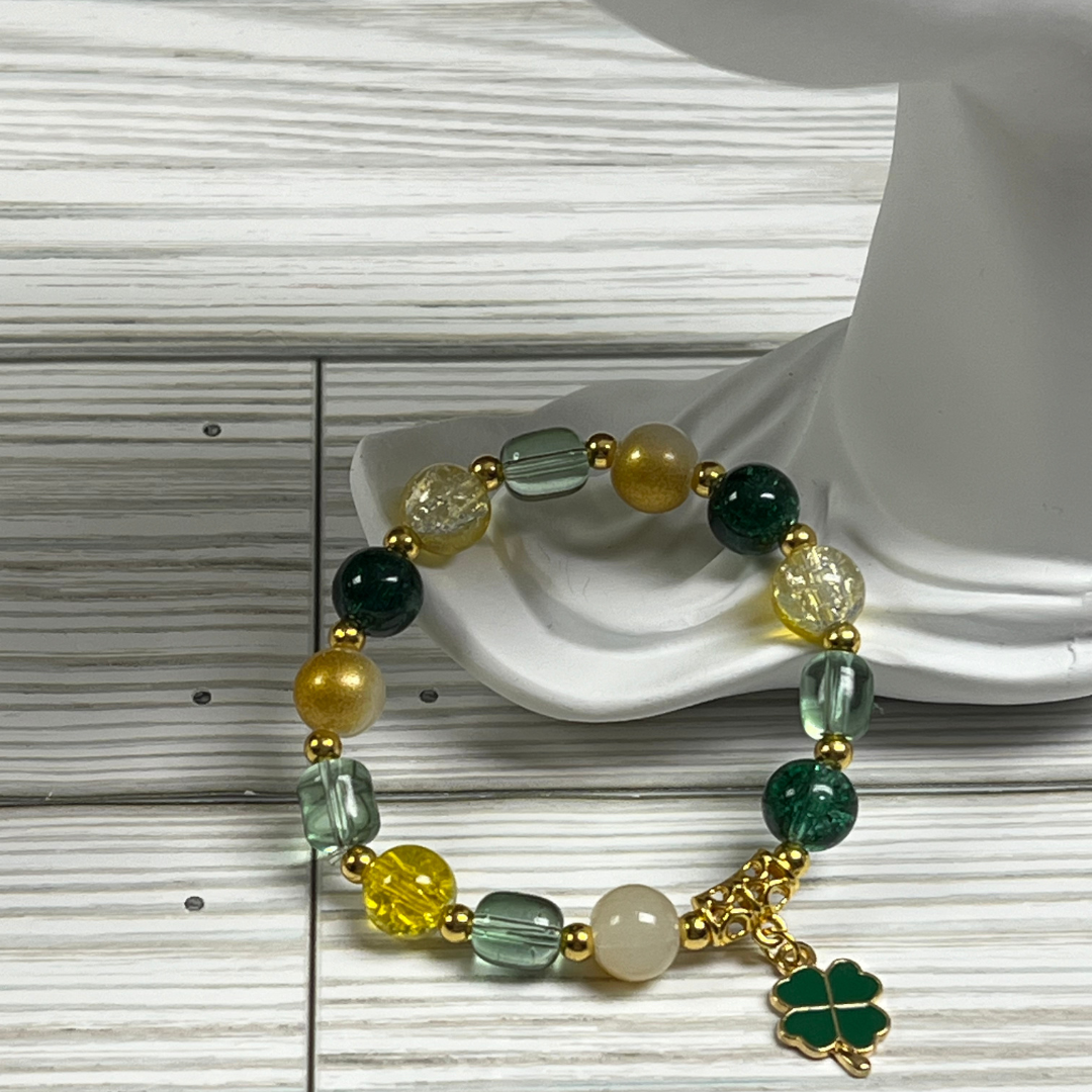 St Patricks Day Glass Beaded Bracelet